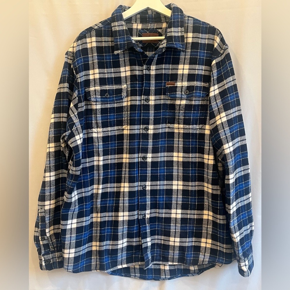 Orvis Men's Big Bear Heavy Weight Plaid Flannel Shirt XXL Pockets outdoor